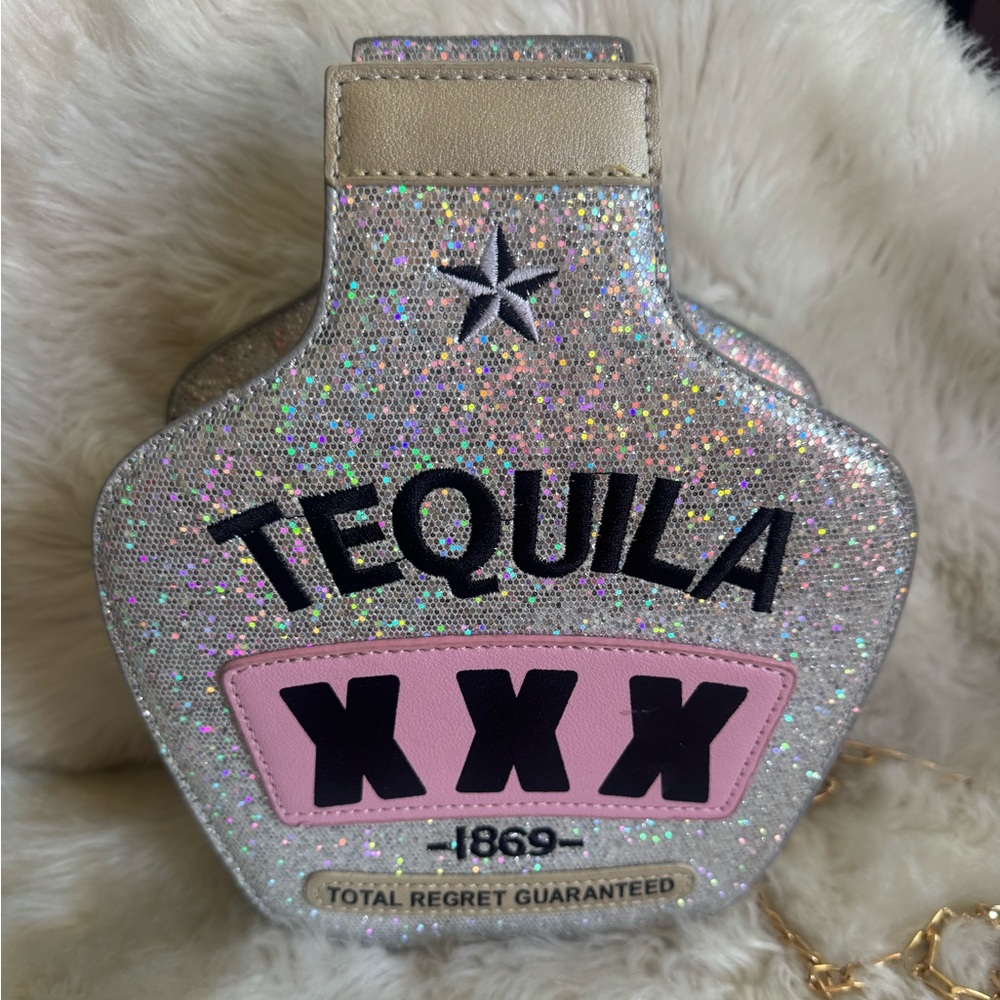 Tequila Glitter Bag - Silver and Pink